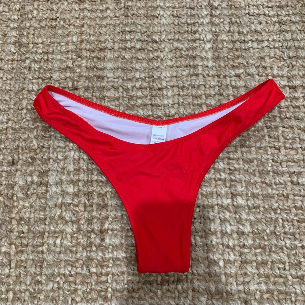 Red cheeky bikini bottoms